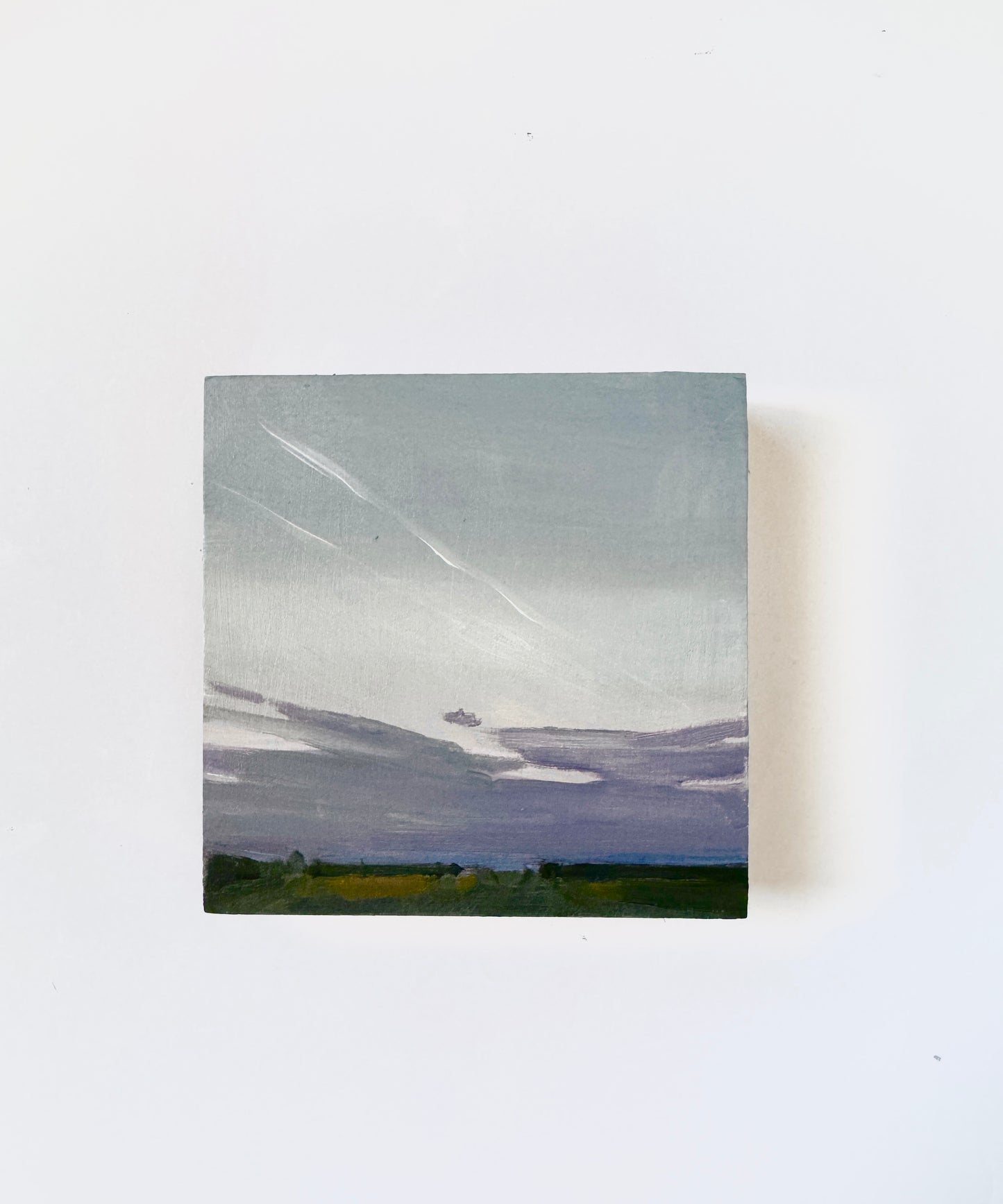 Winter Contrails • oil on wood 4x4"