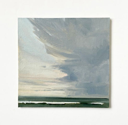 Distant Downpour • original oil on flat panel 6x6”