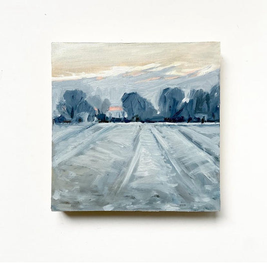 Frosted Field • original oil on wood panel 6x6”